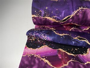 Bomuldsjersey - skøn lilla med guld detaljer og shine